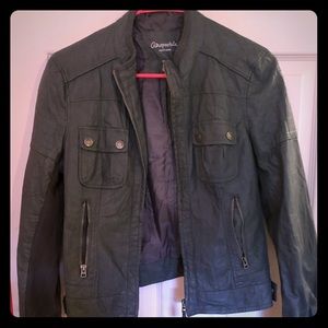 Grey Faux leather Moto jacket